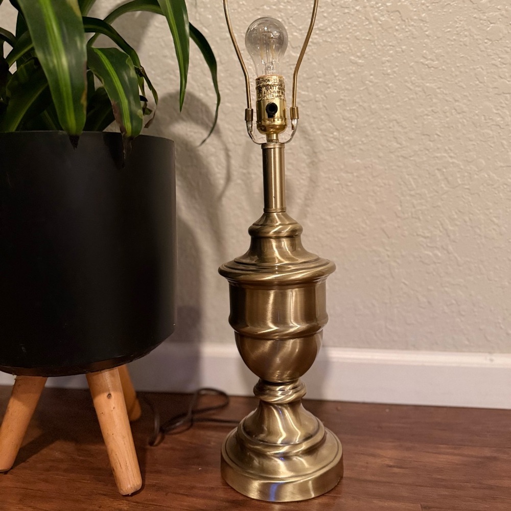 Vintage Urn-Style Brass Lamp 25” Tall